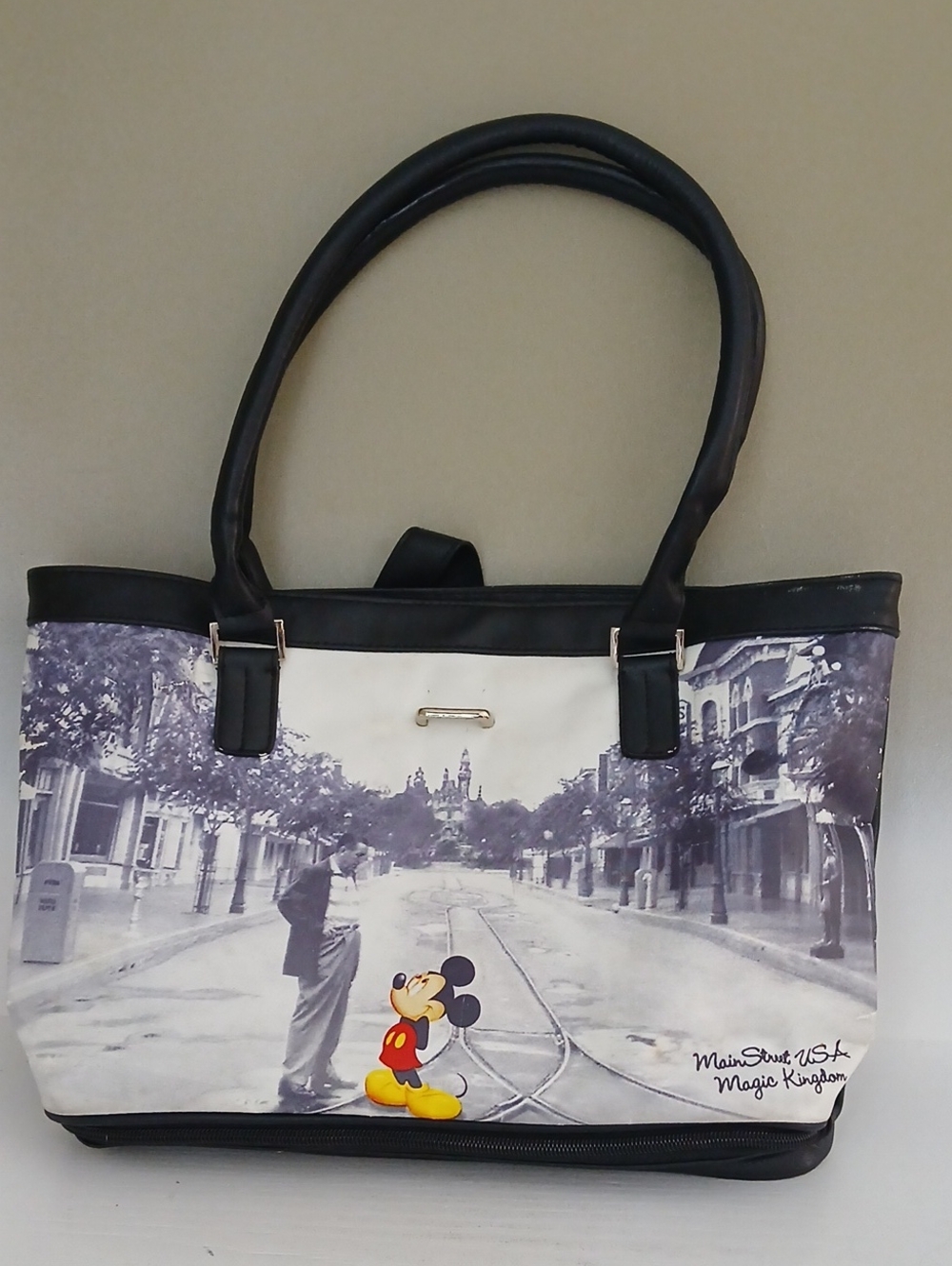 Disney Black & White Scene Tote with Colorful Mickey Accent